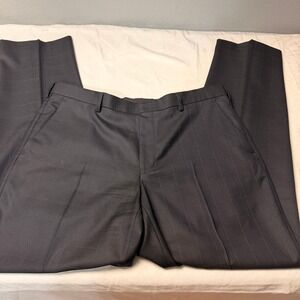 Murano Mens Charcoal Gray Plaid Wool Blend Dress Pants Suit Trousers Size 36x30